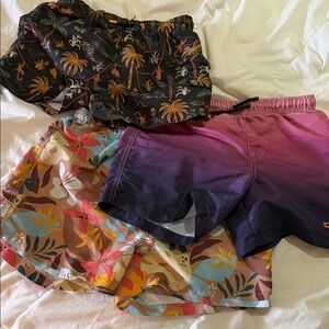 3-Pack Men's Swim Trunks - Black Palm, Purple Ombre, Multicolor Floral